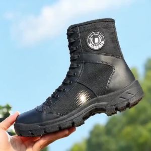 Summer Mesh Breathable Training Boots High Top Security Shoes Outdoor Tactical Boots Mens Ultra Light Land Boots Easy Zip Mens