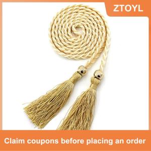 【ZTOYL】 Ladies Fringed Thin Waist Chain Skirt Decor Waist Strap Rope Knotted Mixed Color Braided Female Waist Belt
