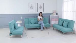 PU Leather Sofa Bed Small Apartment Foldable Sofa Bed Simple Sofa Bed Living Room Leather Sofa Lazy Dual-Use