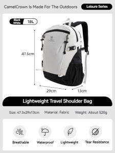 CAMELCROWN Ba Lô Túi Leo Núi Và Đi Bộ Đường Dài Ngoài Trời Ba Lô Du Lịch Giải Trí Nhẹ