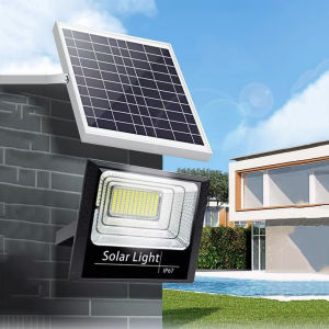 Solar Light Floodlight with Remote Control and Solar Panel for Outdoor Use