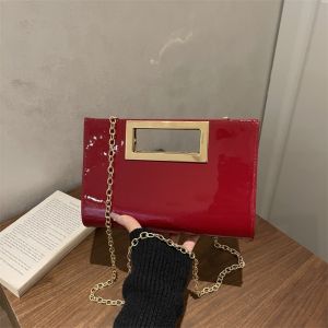 Gift Elegant Women Evening Clutch Bag Metallic Stylish PU Leather Crossbody Bags Square Glitter Chain Shoulder Bag Wedding