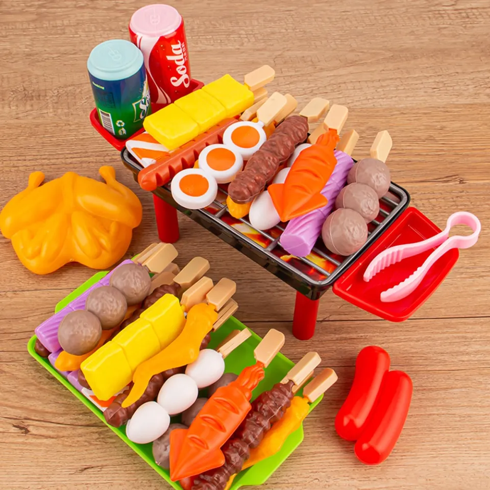 27PCS BBQ Toy Barbecue Set Simulation Kitchen Cooking Toy BBQ Grill Toy Set  Play House Toys for Kids