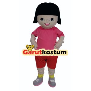 Kostum maskot badut dora setelan pink dewasa lucu costume fashion