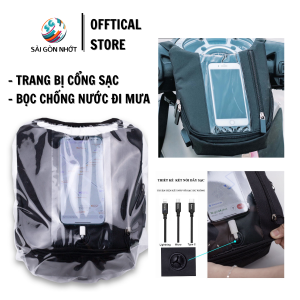 (TẶNG BỌC CHỐNG NƯỚC) TÚI TREO ĐẦU XE Máy Túi Treo Điện Thoại Cảm Ứng Túi Chạy Grab Có Lỗ Sạc