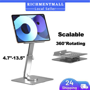 【✅SG READY STOCK】RICHMENTMALL 360° Adjustable Tablet Stand Base Folding iPad Desk Stand Ergonomic Foldable Holder for iPad 10.2-12.9” Kindle Cell Phones& Tablets 4.7"-13.5" Anti-Slip Desktop Mount for Work Cooking Gaming & Reading