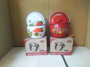 Panci gantung 18 Deluxe (Merah Kembang.) - 18 Deco (Putih Kembang.) / Timbangan / Enamel