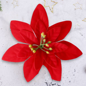 3/5Pcs 14cm Artificial Christmas Flowers Ornaments Xmas Tree Pendant Simulation Velvet Cloth Flower Home Decor