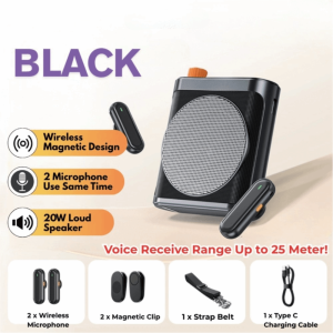 MIRELAE với Lavalier Từ Tính Bộ khuếch đại giọng nói cho giáo viên 2 mic Di động Micro không dây Có thể sạc lại Loa Bluetooth Lớp học