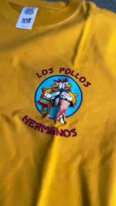LZ725Los Pollos Hermanos Breaking Bad Movie Cotton 20s Thickness T-Shirt with Manual Plastisol Print