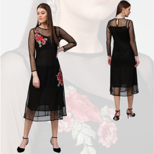 Black Mesh Maxi Dress-readystock in sg-short maxi dress