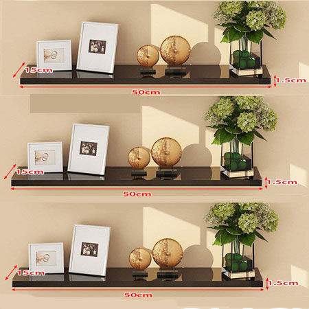 FLOATINGWALL - 3 PIECES 50CM LENGTH EACH Floating Wall Shelves Wall Mount Storage Living Room Kitchen