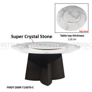 VEDOURSTYLE 7669 Sintered stone Round Dining table Ceramic Meja makan Meja Batu Crystal Marble Table