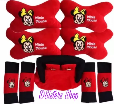 Bantal Mobil MINNIE Set 9 Pcs - Bantal Jok Mobil Minie Set 9 Pcs - Bantal Minnie Set 9 Pcs