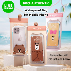 LINE FRIENDS Brown Waterproof Pouch IPX8 Floating Touchscreen PVC ABS Phone Case LFB351
