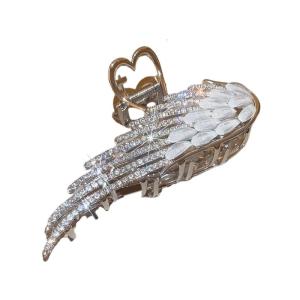 Elegant Hair Claw Clip With Rhinestones Wing Shape For Women And Girl Fashion Hair Styling Accessory for Daily Wear