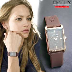 HENLEIN Jam Tangan Wanita Original Bergaransi Kasual Segi Tali Silikon HW-6004 Brown