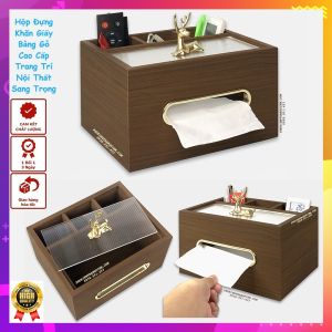 Hộp Đựng Khăn Giấy Giấy Ăn Bằng Gỗ Trang Trí Nội Thất Nắp Hình Đầu Hươu Sang Trọng