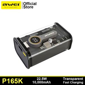 Awei P165K 10000mAh Portable Transparent Power Bank PD+QC 22.5W Long Battery Life Polymer High Speed Charge