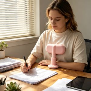 GJURD Ergonomic Desk Posture Corrector Proper Sitting Vision Protection Adjustable Desk Clam Mat Convenient Portable Study Posture Support Brace for Office Workers
