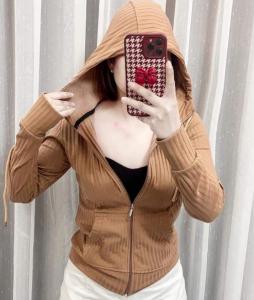 ÁO KHOÁC THUN GÂN ĐŨA ( CÓ NÓN) Kiểu ôm body vãi co giãn
