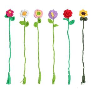 Crochet Animal Bookmarks Set with Crochet Hook Yarn Step-by-Step Instruction Handmade Crochet Flower Bookmarks Supplies