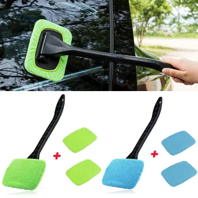 Auto Cleaning Wash Tool with Long Handle Car Window Cleaner Washing Kit Windshield Wiper Microfiber Wiper Cleaner Cleaning Brush(Random color)