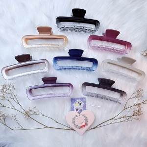 Gắp tóc chữ nhật lớn 13 cm thạch trong loang màu xịn sò kẹp càng cua Hàn Quốc cào tóc xinh đẹp - thương hiệu Vợ Chồng Tôi