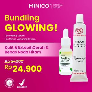 MINICO Glowing Skin Paket Bundle BPOM - Glow Dark Spot Serum (TXA / Tranex Acid + Niacinamide vit B3) dan Minico Vanishing Cream (Tone Up Cream) | Membantu mencerahkan kulit kusam memudarkan flek hitam dan bekas jerawat