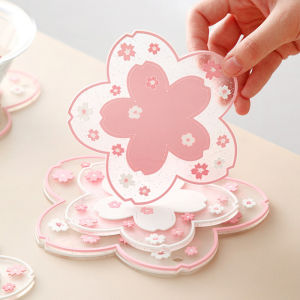 Sakura Cup Mats Soft Rubber Coasters Heat-insulated Household Anti-scald Mat for Bowls Plates and Teacups