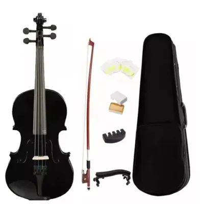 ไวโอลิน Violin Wood ไวโอลีน ไวโอลินไม้ คุณภาพสูง พรีเมี่ยม อุปกรณ์ครบชุด พร้อมกระเป๋าใส่ไวโอลิน ขนาด 3/4 4/4 [สีน้ำตาลดำ]