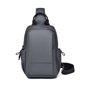 Techdoo Tas Selempang Pria Multifungsi Earphone Hole Sling Bag Cowok Casual PU Leather TS614