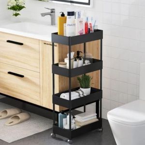 Rak Nara Dapur Putih Rak Kamar Mandi Rak Dorong Rak Serbaguna Rak Troli Rak Dapur Serbaguna 4 Tingkat Shenar