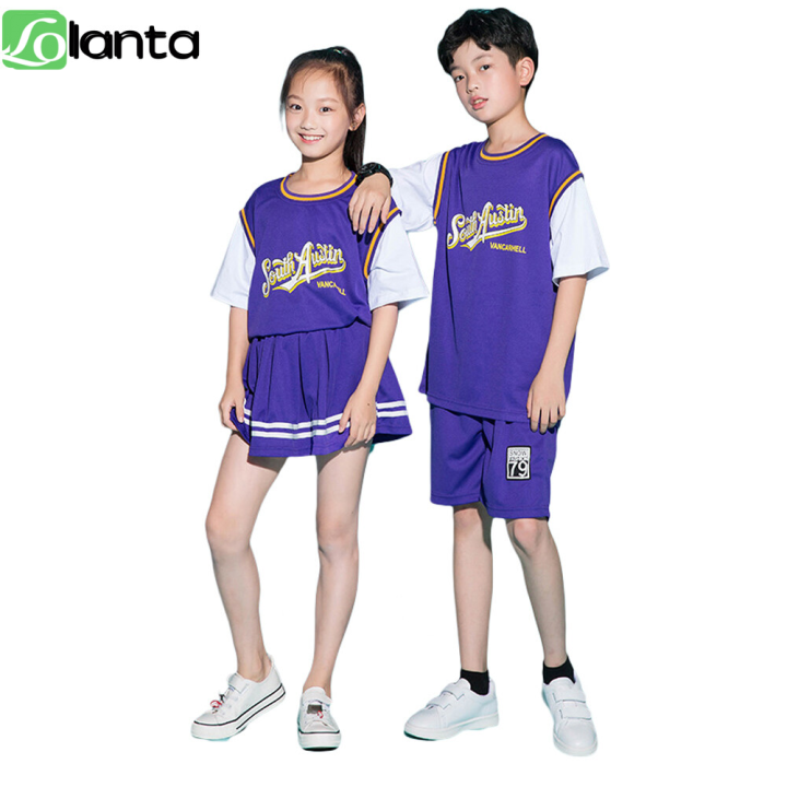 LOlanta 2Pcs Summer Sports Wear for Kids Girls Tshirt Top Skirt