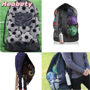 Heabety Mesh Soccer Ball Bag Extra Large Drawstring Basketball Storage Bag With Zipper Pocket Volleyball Football Net Pack Gym Bags