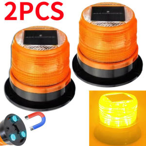 New Solar Powered Strobe Warning Light Car Roof Strong Magnetic Base Waterproof Traffic Lights LED Emergency Signal Lamp