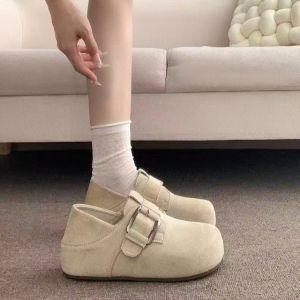 Free Shipping Thick-Soled Height-Increasing Fully Enclosed WomenS Shoes 2026 Autumn New Collection Matte Soft Leather Versatile Convertible Single Shoes Loafers