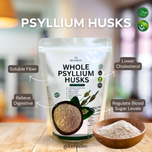 HALAL Natural India Whole Psyllium Husk 99% Unflavoured Soluble Fibre l Lowering Cholesterol l Relieving Digestive