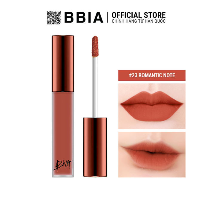 Son kem Bbia Last Velvet Lip Tint Màu 23 #cam đất pha chút đỏ gạch