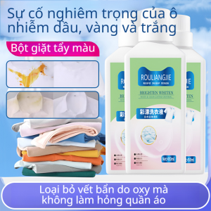 🌸☀️Bột giặt tẩy màu/ Chất tẩy rửa mạnh mẽ oxy hoạt tính tẩy vết bẩn ố vàng làm trắng và làm mềm quần áo
