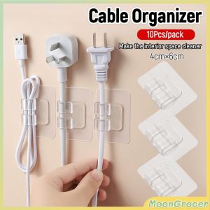 M.G.【Ready in Stock】 10Pcs/pack Cable Management Clips Plastic Wall Desk Cable Organizer Car Floor Mat Fixed Stickers