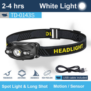 Smiling Shark TD0143 Led Headlamp Rechargeable Water proof  Lightweight Headlight Super Bright  Work Head Lamp for Outdoor Hiking Running Fishing Adventure Lighting Portable