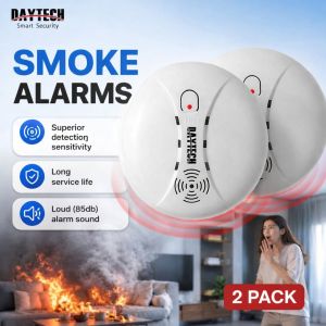 DAYTECH 2PCS Wireless Smoke Detector Photoelectric Sensor with 9V Battery – Ships from Manila
