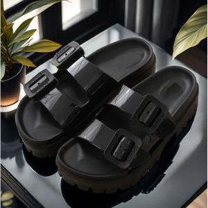 VEBLEN Sandal Flat Slides Strap Besar Wanita Cewek Perempuan New Arrival Nyaman Elegan Kekinian