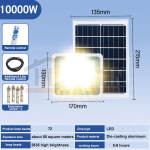 solar flood light 50000W outdoor waterproof Solar light original  with solar panel garden lamp room night light bulb for courtyard automatic with remote control christmas decorations [5 Years Warranty]