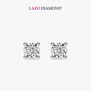 LAZO DIAMOND Four Prong Miracle Diamond Earrings in 9k White Gold