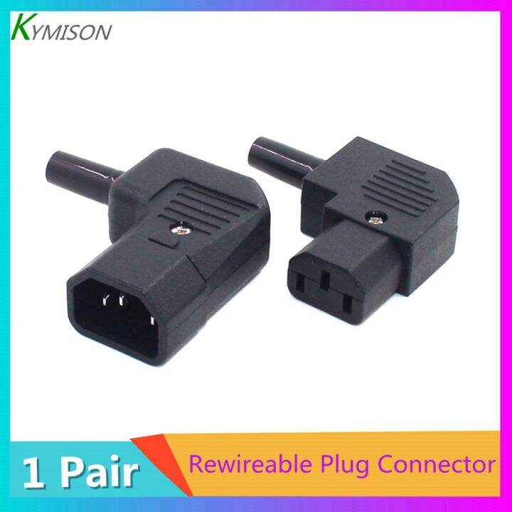 1 Pair/ 2pcs Rewireable Plug Connector For Power Cord Cable Left Angle ...