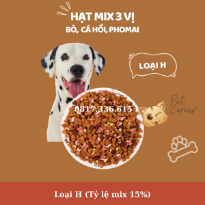 Hạt mix cao cấp cho cún trộn thịt bò gà tôm cá lòng đỏ trứng rau củ quả - Thức ăn hạt cho chó kén ăn