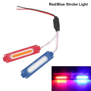 ALLUCK 1Pcs 1-to-2 LED Strobe Lights 12V COB Red Blue Warning Flash Lamp Durable IP65 Vehicle Atmosphere Lighting for Car/Moto/Bike Grille Decor