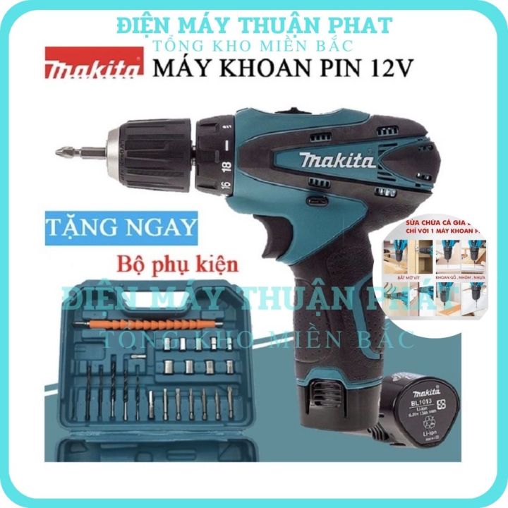 Máy khoan pin cầm tay bắt bắn vặn vít bu lông Makita 12V chổi than ...